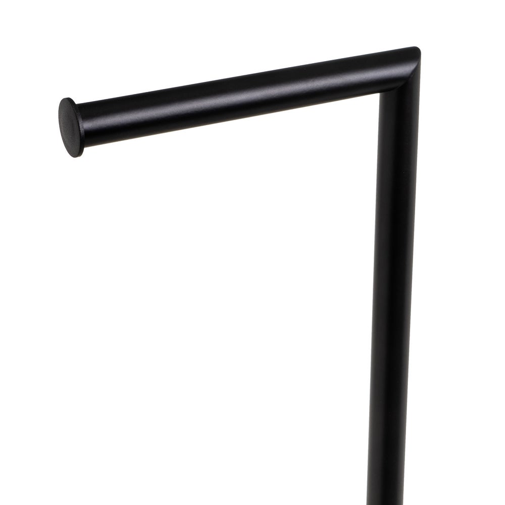 Portarrollos con escobillero de metal negro y bambú