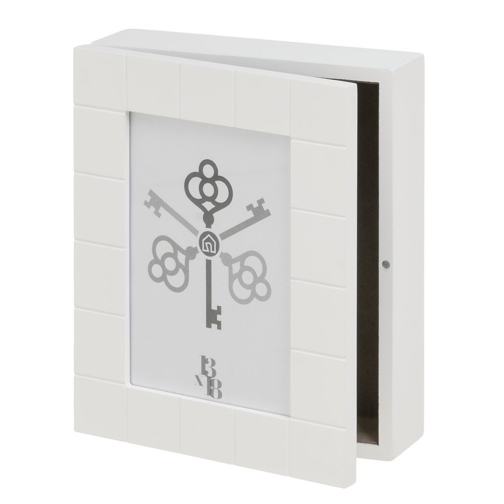 Caja de llaves de madera blanca con marco de fotos