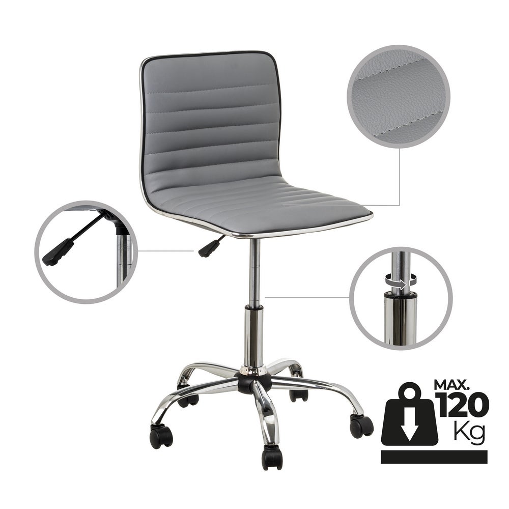 Silla de escritorio con ruedas gris de polipiel