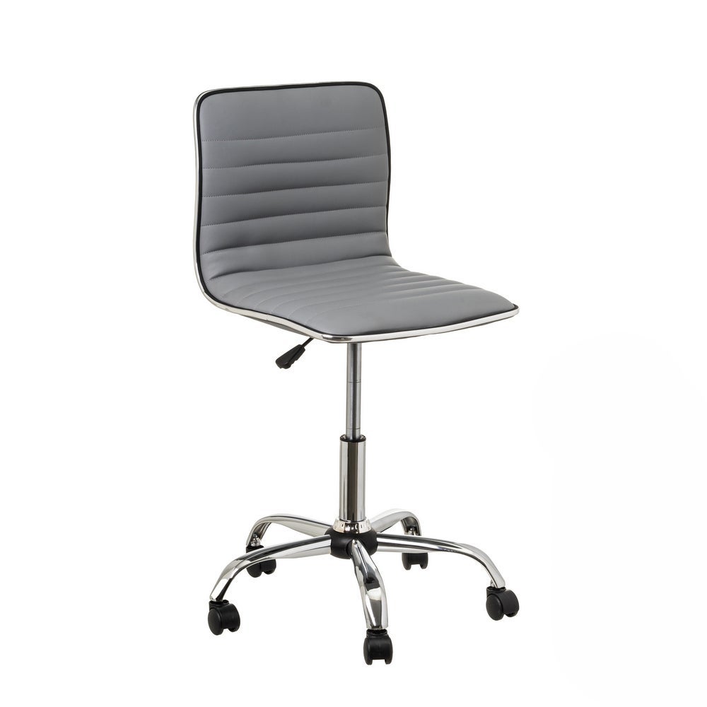 Silla de escritorio con ruedas gris de polipiel