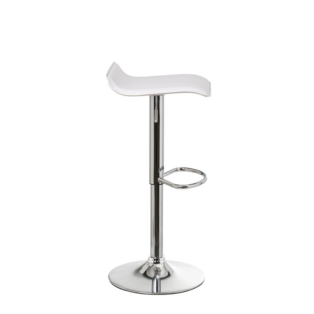 Taburete giratorio blanco y metal