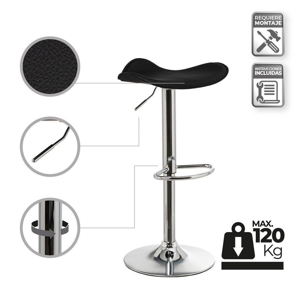 Taburete giratorio elevable negro