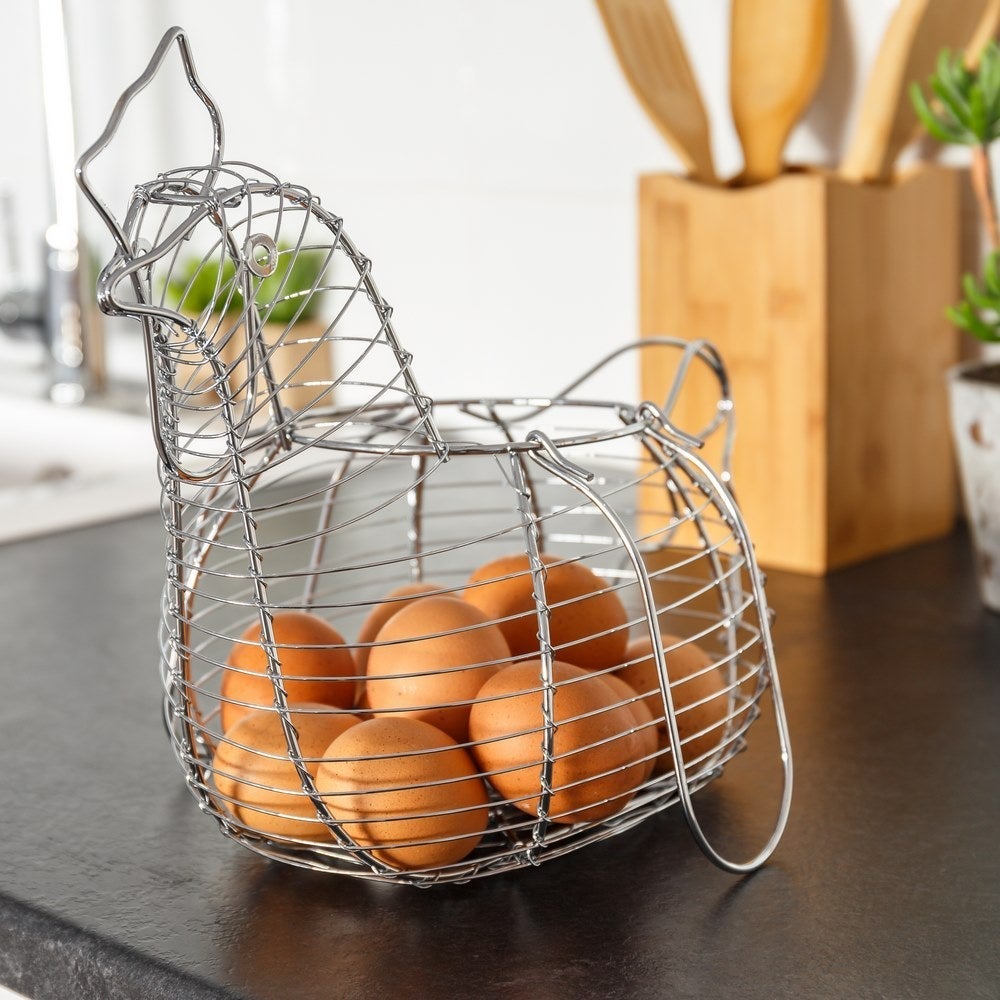 Huevera gallina cromada