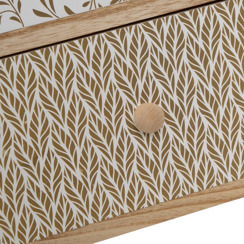 Mesita de noche con cajones tapizados