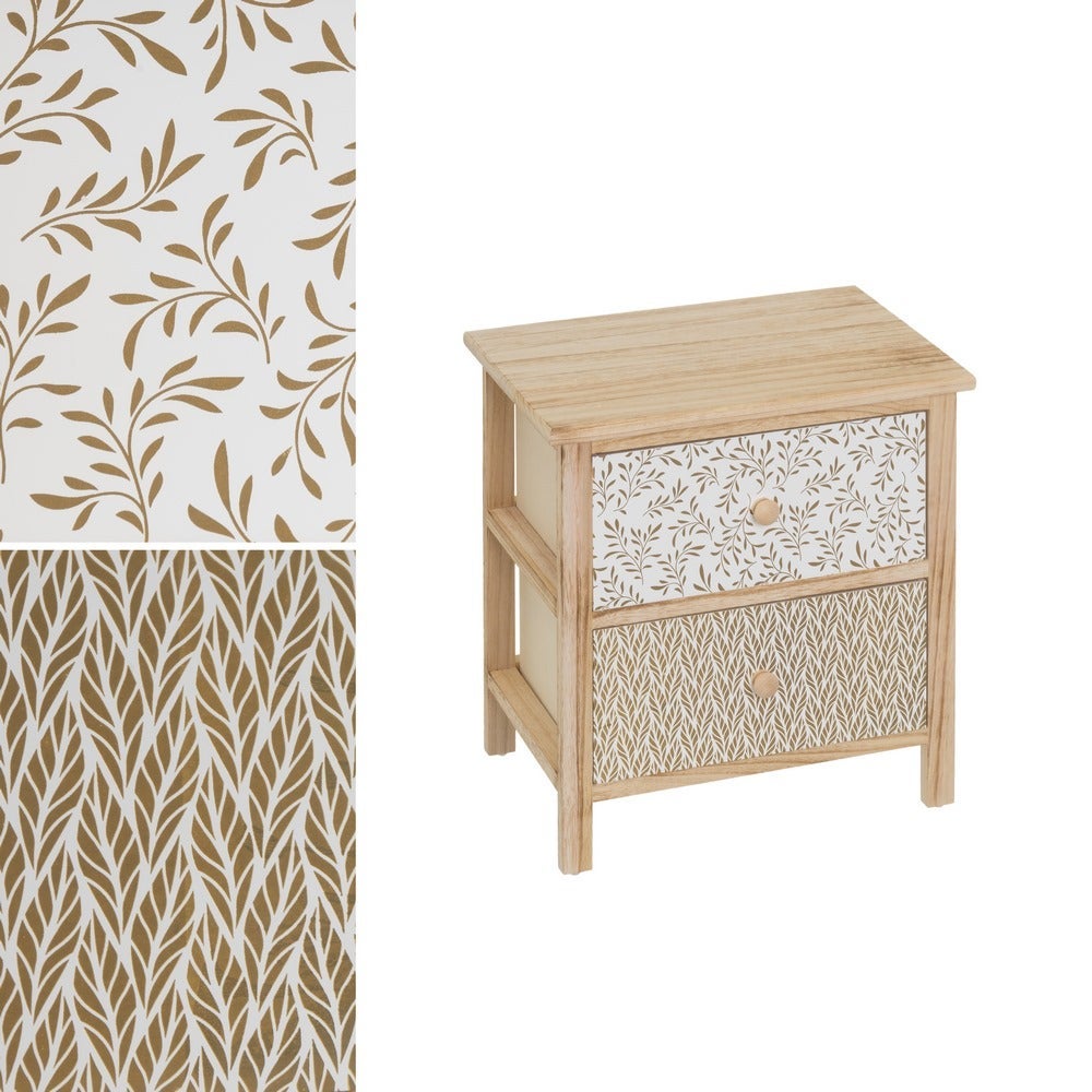 Mesita de noche con cajones tapizados