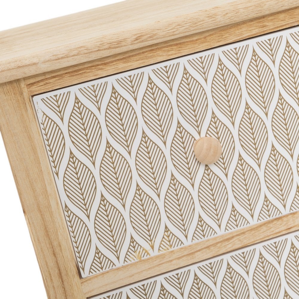 Mesita de noche con cajones tapizados