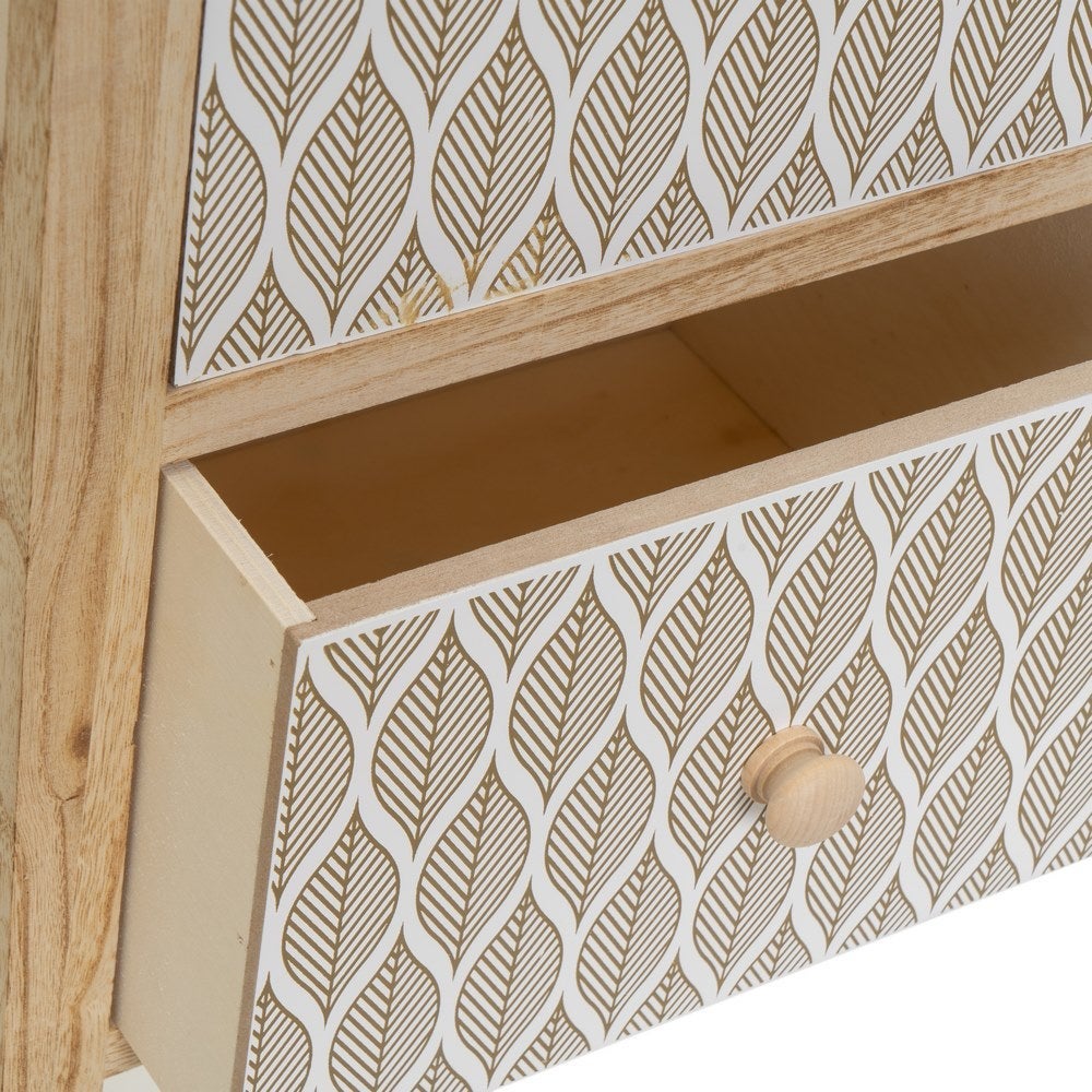 Mesita de noche con cajones tapizados