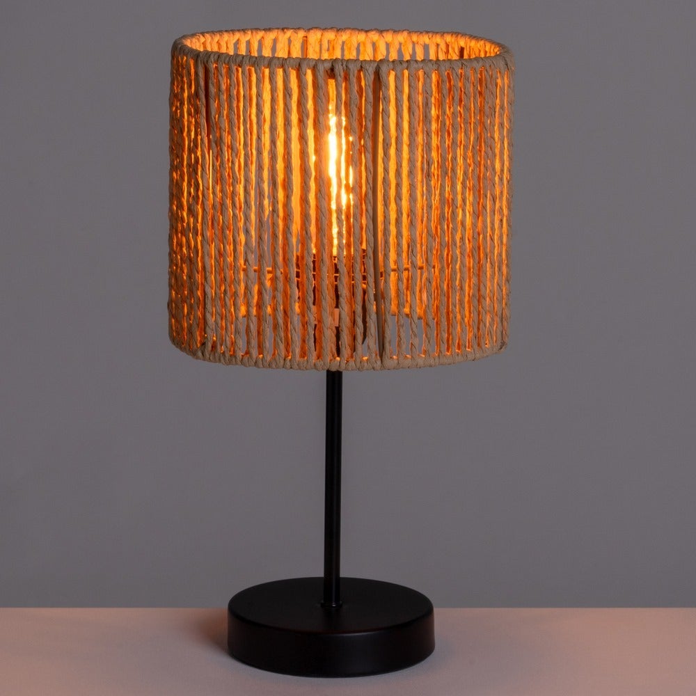 Lámpara mesita de noche de fibra natural