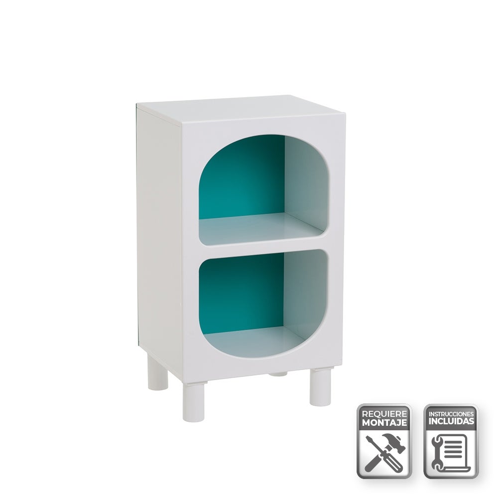 Estantería de madera blanco y azul