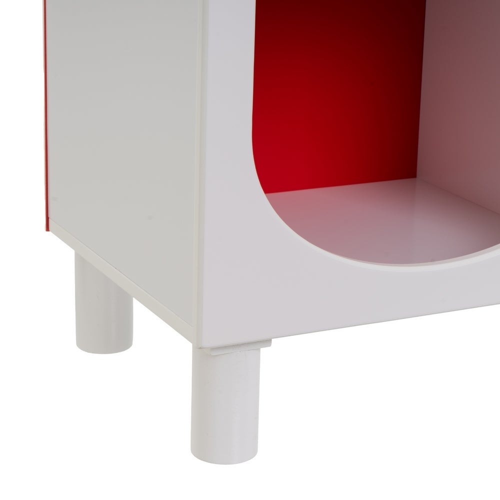 Estantería de madera blanco y rojo