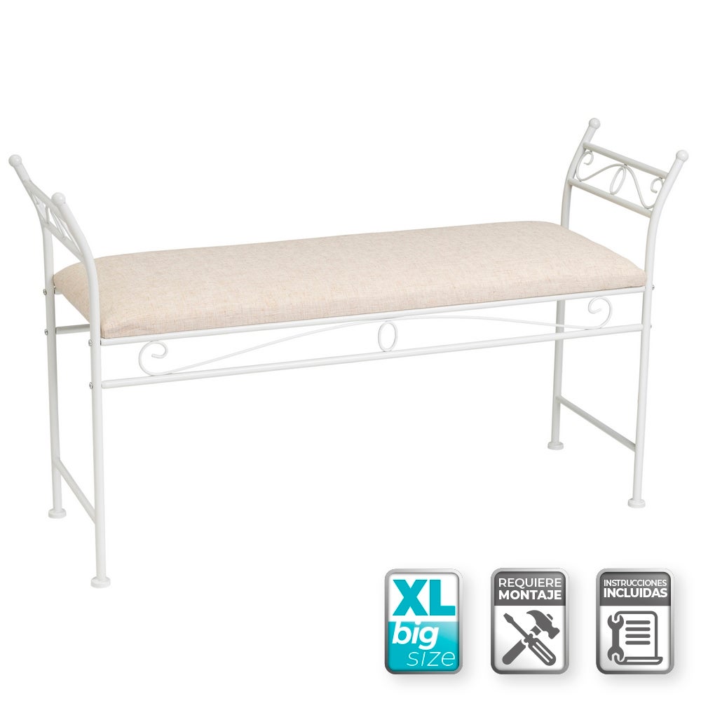 Banqueta de dormitorio blanca de 115cm