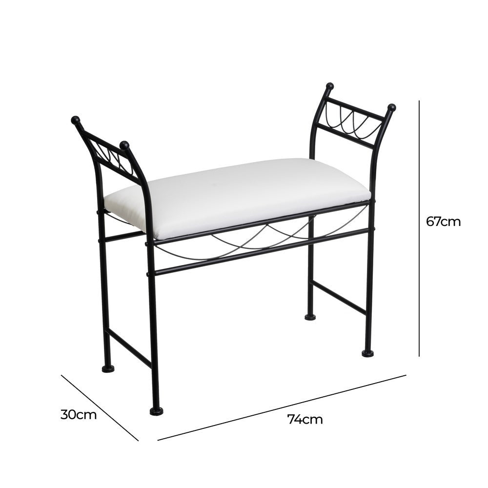 Banqueta de metal negro con asiento de algodón