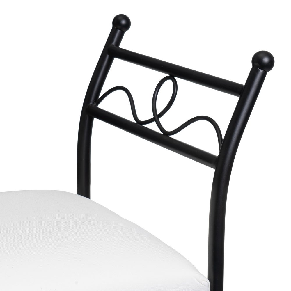 Banqueta de metal negro con asiento de algodón