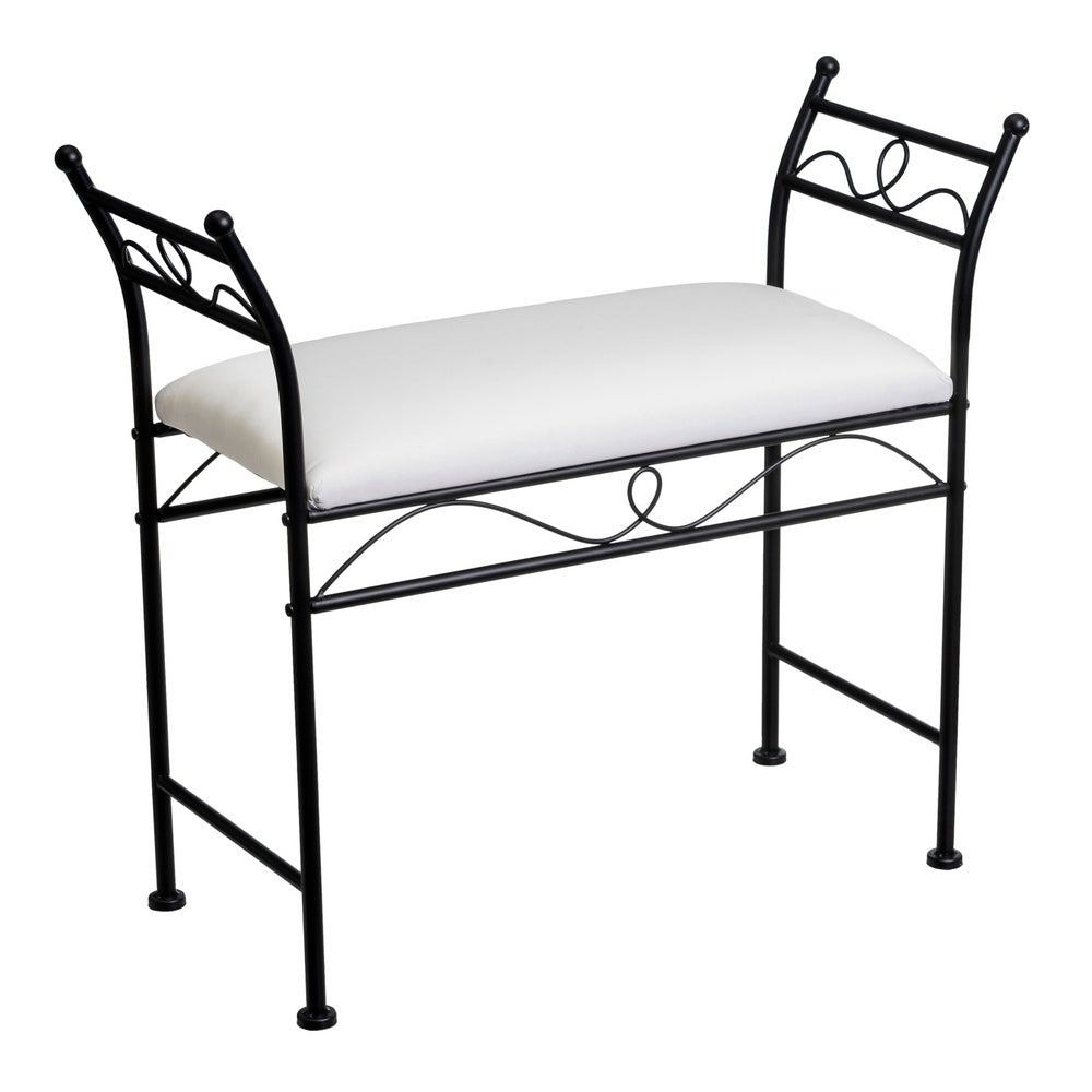 Banqueta de metal negro con asiento de algodón