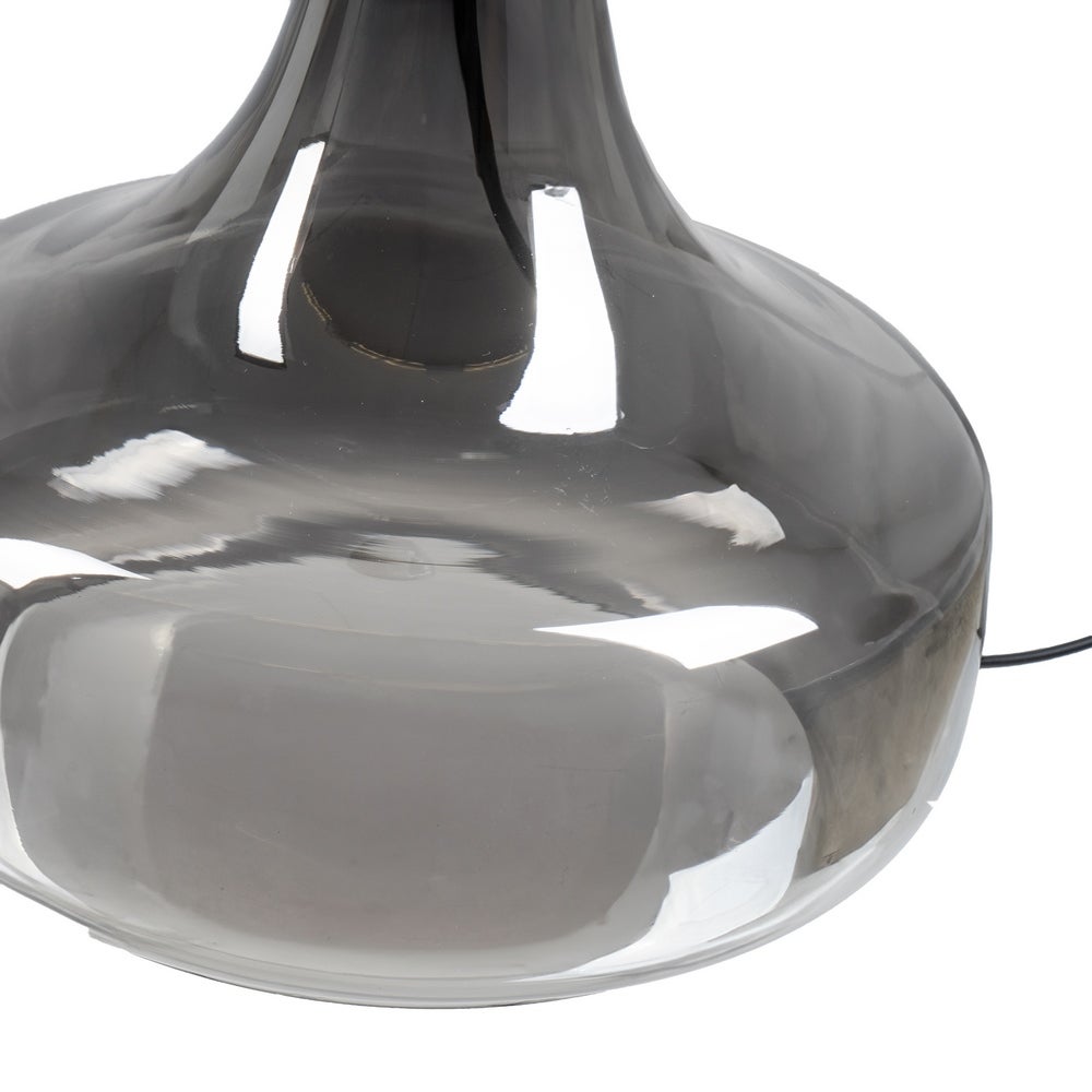 Lámpara de mesa de cristal gris plata con pantalla de lino