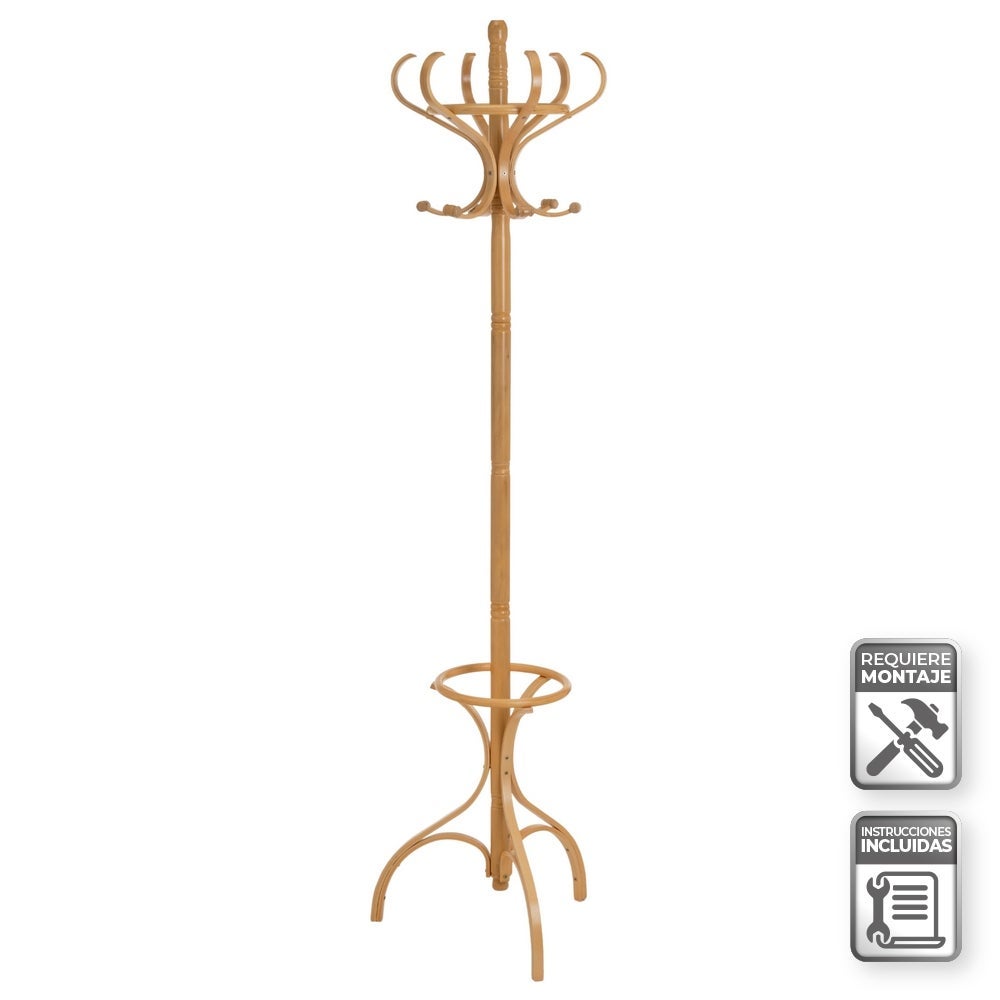 Perchero de pie paragüero natural