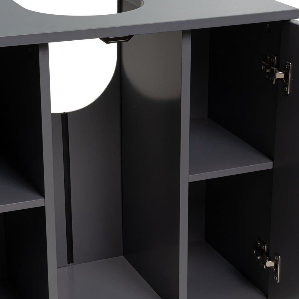 Mueble bajo lavabo gris de madera con 2 puertas 60x30x60 cm