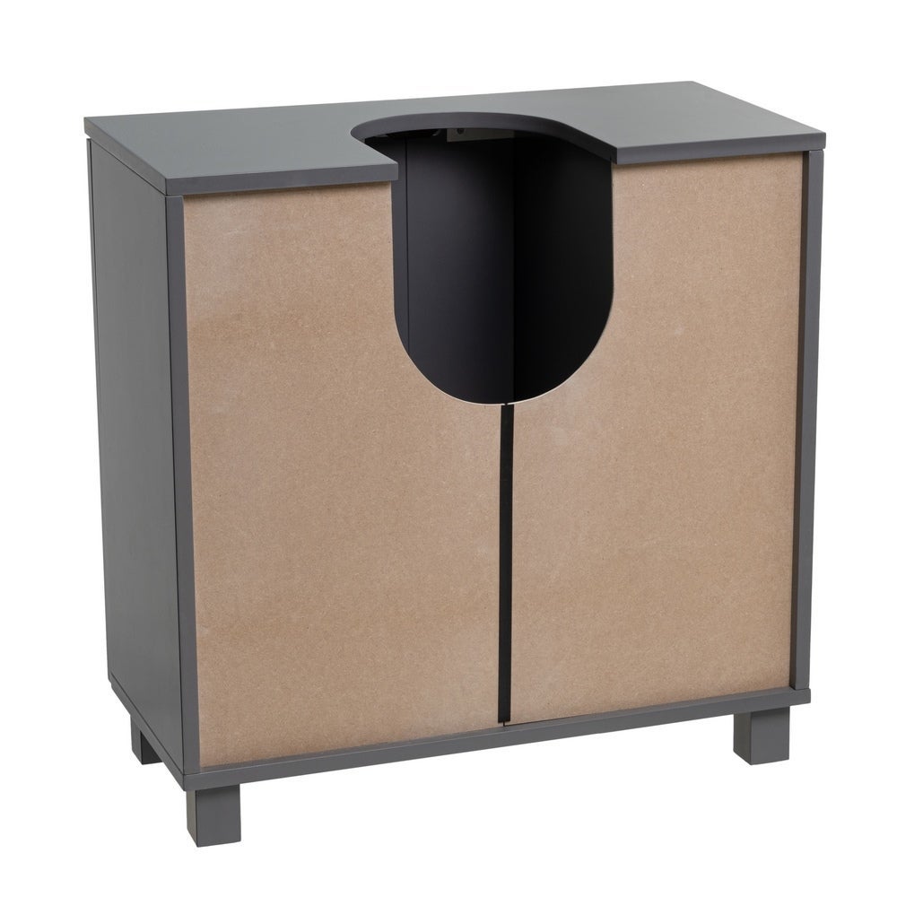 Mueble bajo lavabo gris de madera con 2 puertas 60x30x60 cm