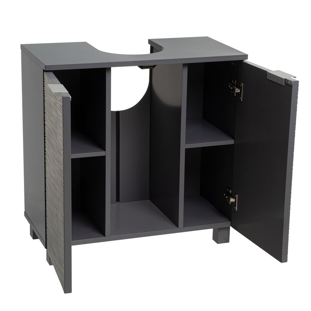 Mueble bajo lavabo gris de madera con 2 puertas 60x30x60 cm