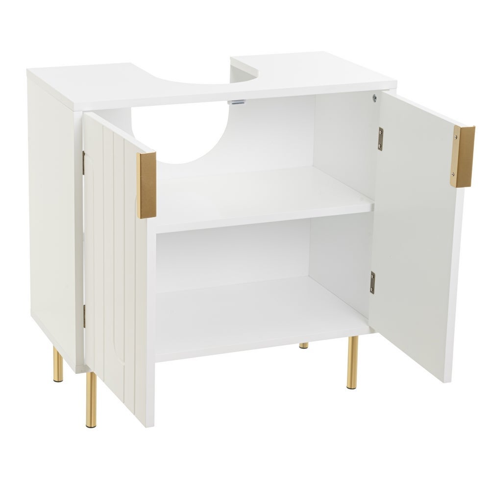 Mueble bajo lavabo blanco de madera con 2 puertas