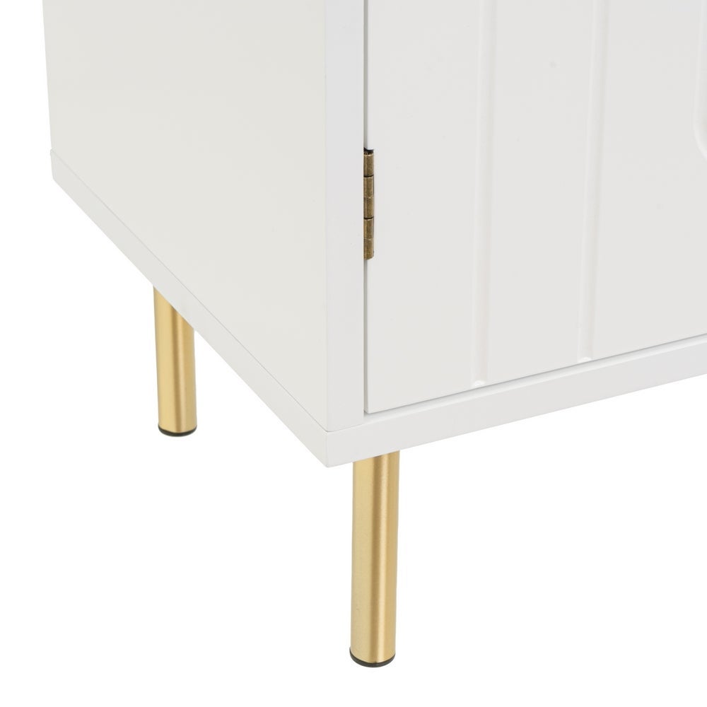 Mueble bajo lavabo blanco de madera con 2 puertas