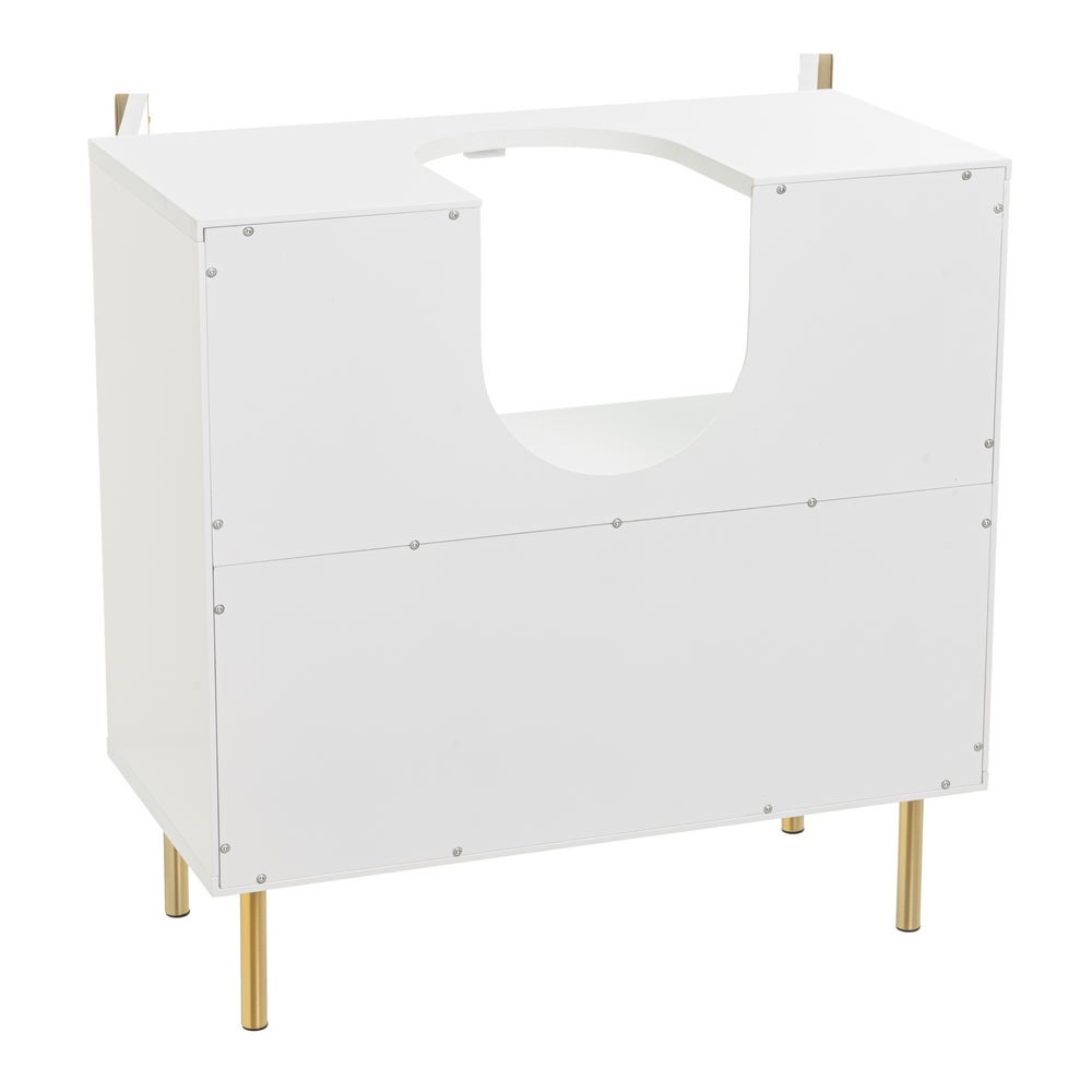 Mueble bajo lavabo blanco de madera con 2 puertas