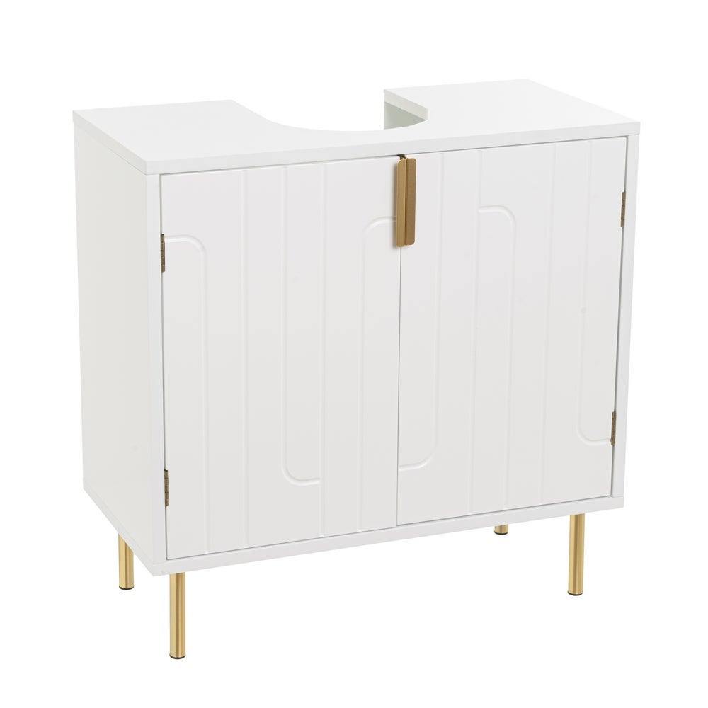 Mueble bajo lavabo blanco de madera con 2 puertas