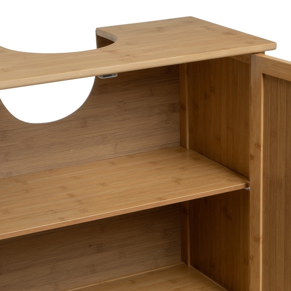 Mueble bajo lavabo de bambú marrón con 2 puertas