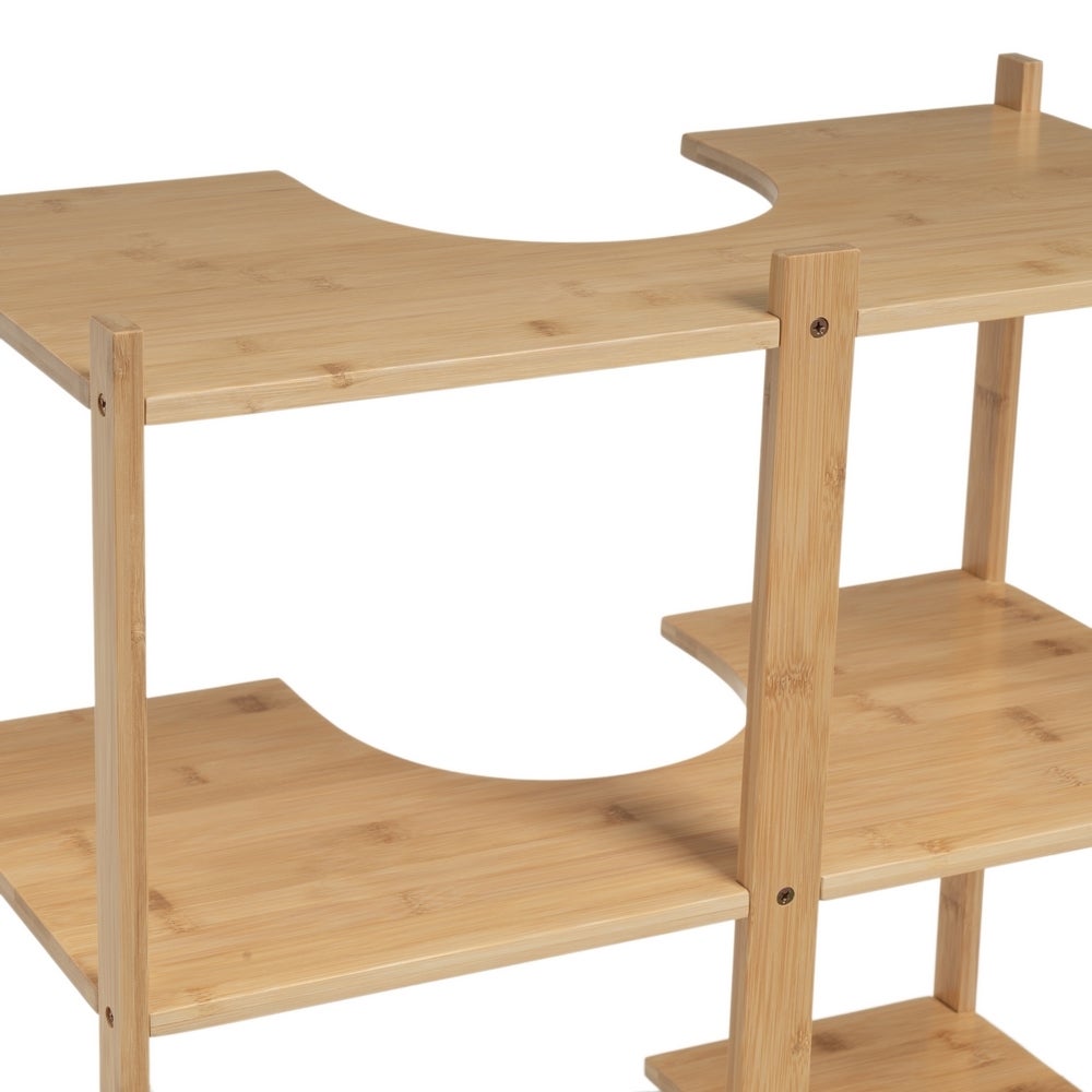 Mueble bajo lavabo de pedestal de bambú natural de 60 cm