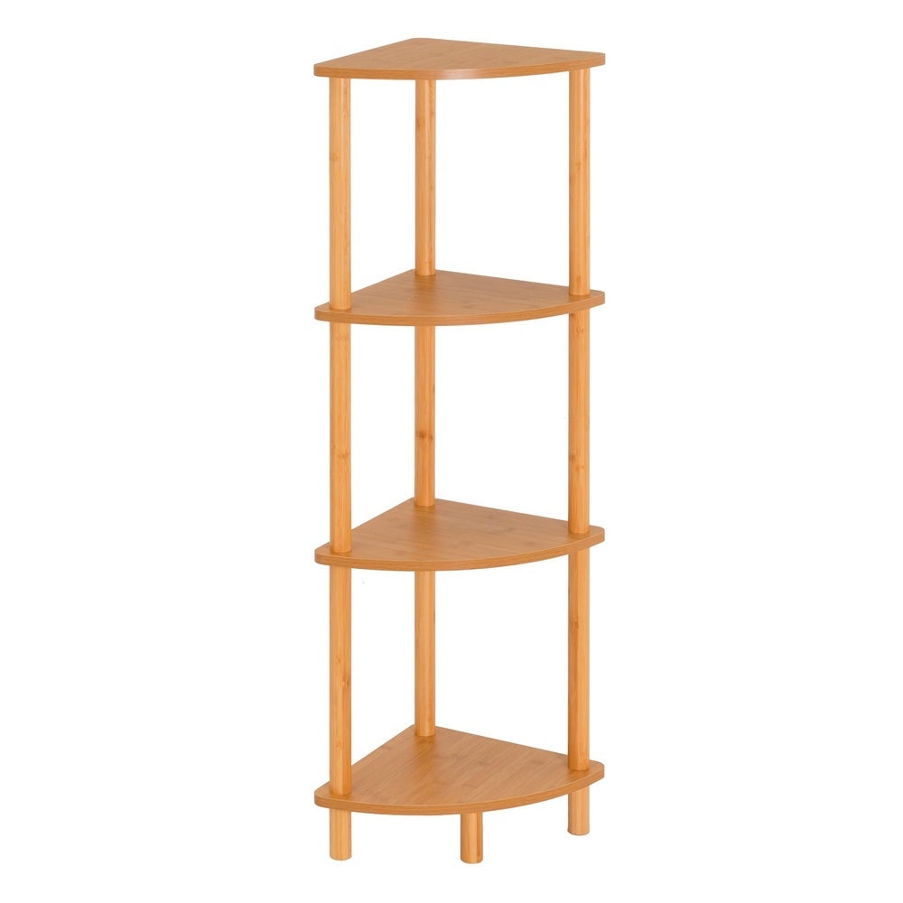 Estantería esquinera de bambú natural