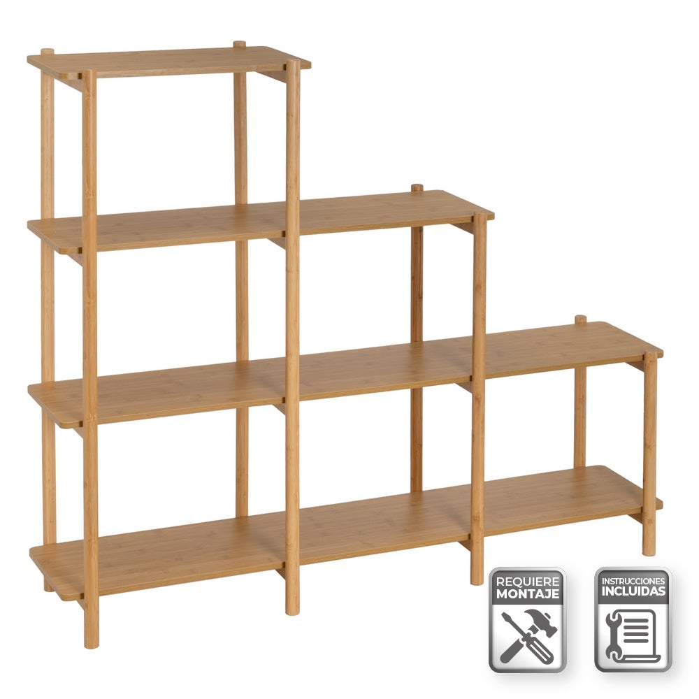 Estantería escaloranada de bambú natural