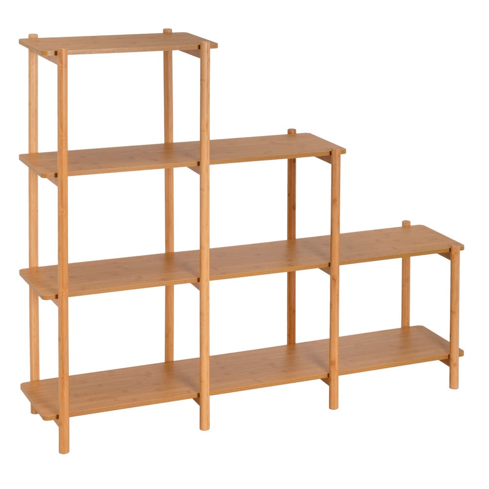Estantería escaloranada de bambú natural