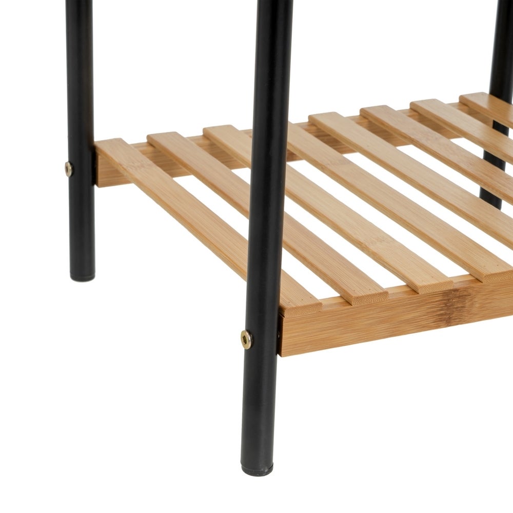 Estantería de bambú y estructura de metal negro con 3 baldas