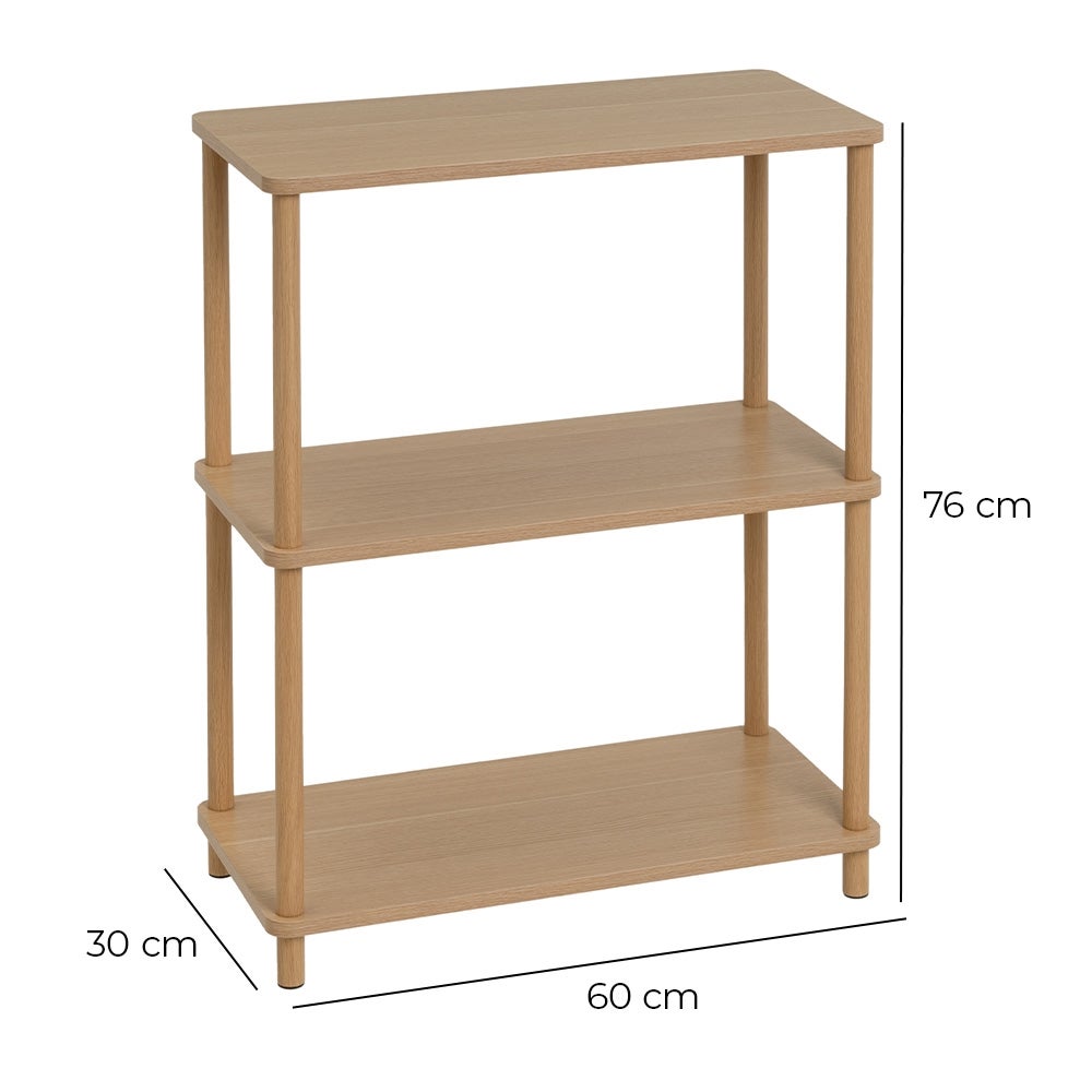 Estantería de madera con 3 baldas
