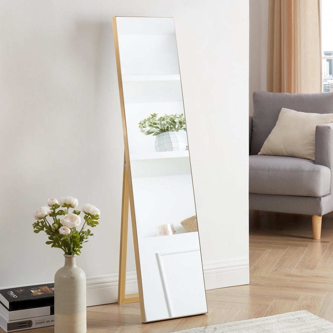 Espejos de pie dorado de 151 cm