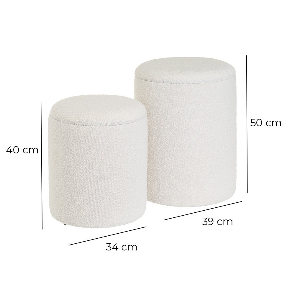 Set de 2 puffs blancos con almacenaje