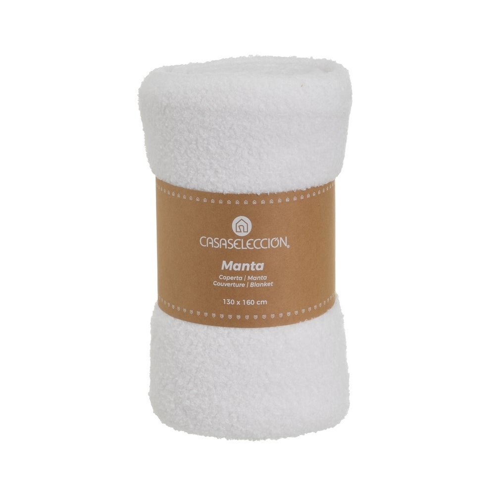 Manta de forro polar blanca de 130x160 cm