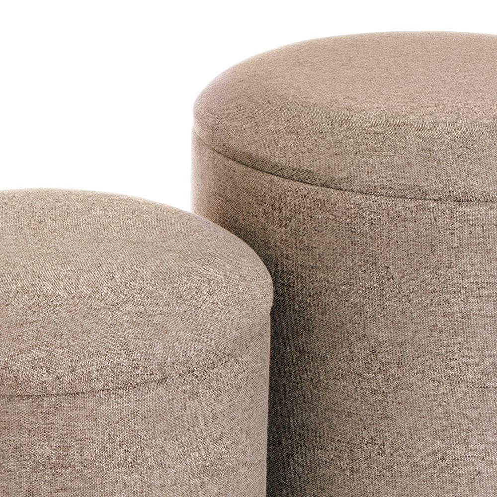 Set de 2 puffs de en lino beige con almacenaje