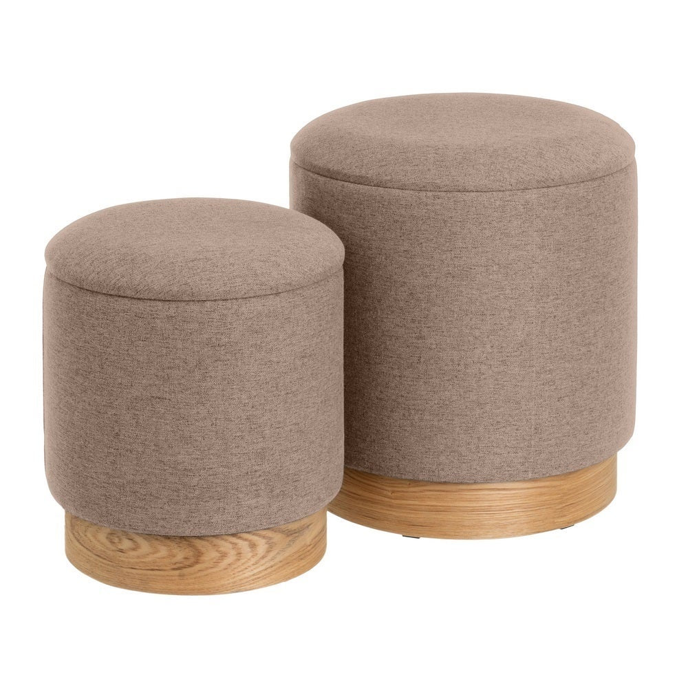 Set de 2 puffs de en lino beige con almacenaje