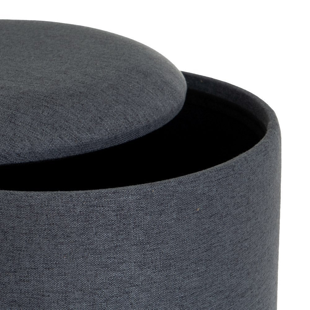 Set de 2 puffs de lino gris oscuro con almacenaje