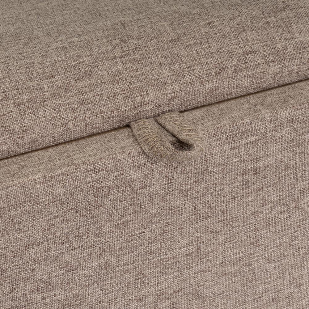 Puff de lino beige con almacenaje