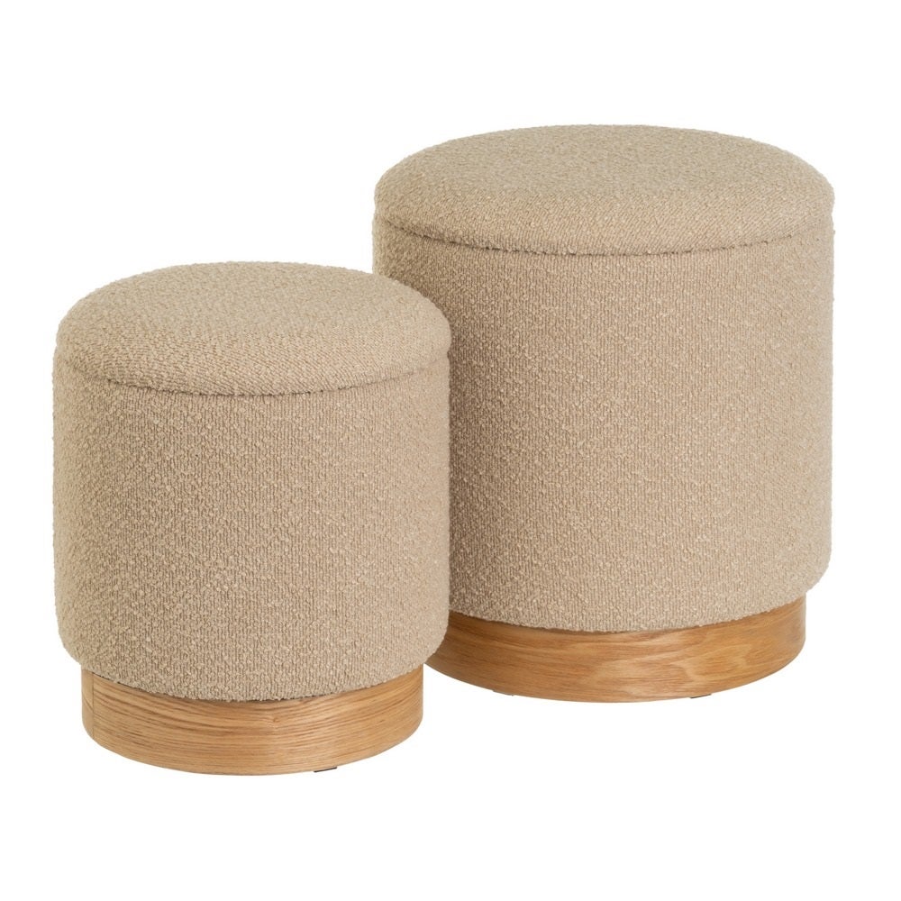 Set de 2 puffs beige con almacenaje
