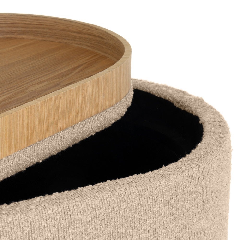 Puff beige con almacenaje