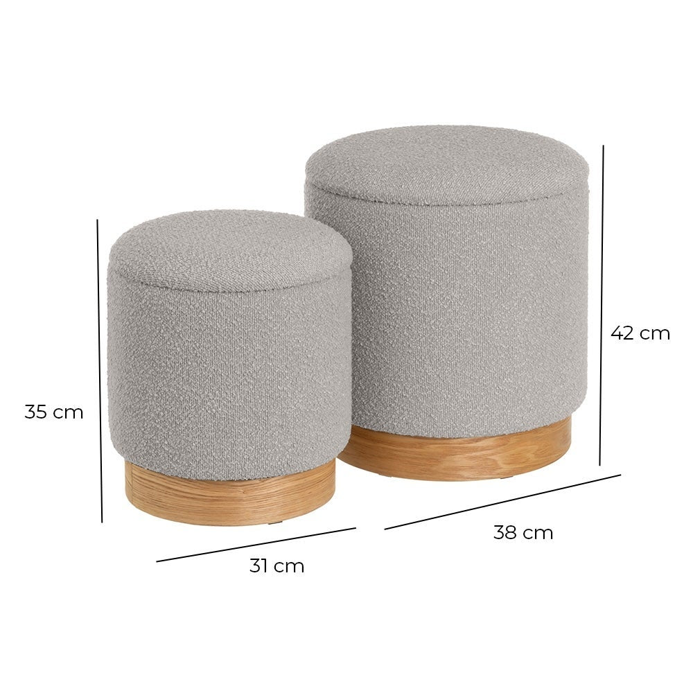 Set de 2 puffs grises con almacenaje