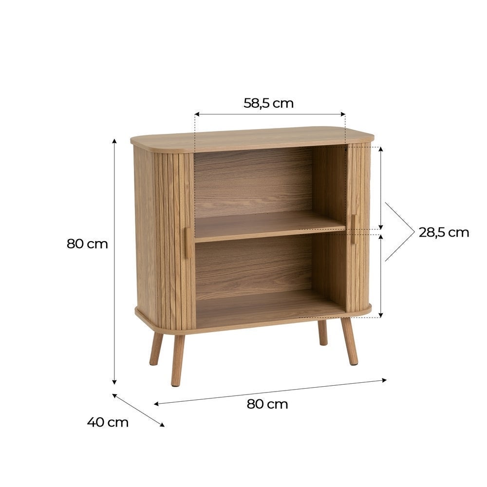 Aparador Elia de MDF color roble con 2 puertas de 80x40x80 cm