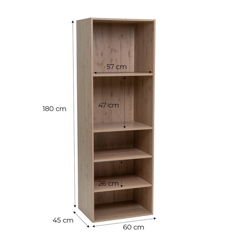 Armario modular natural de madera con 5 estantes