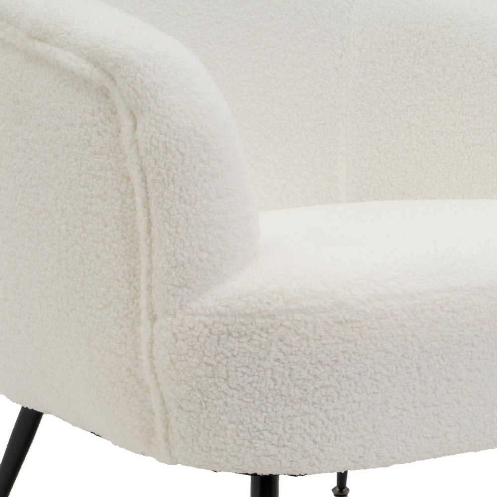 Sillón butaca redondo con brazos blanco de tela de borreguito