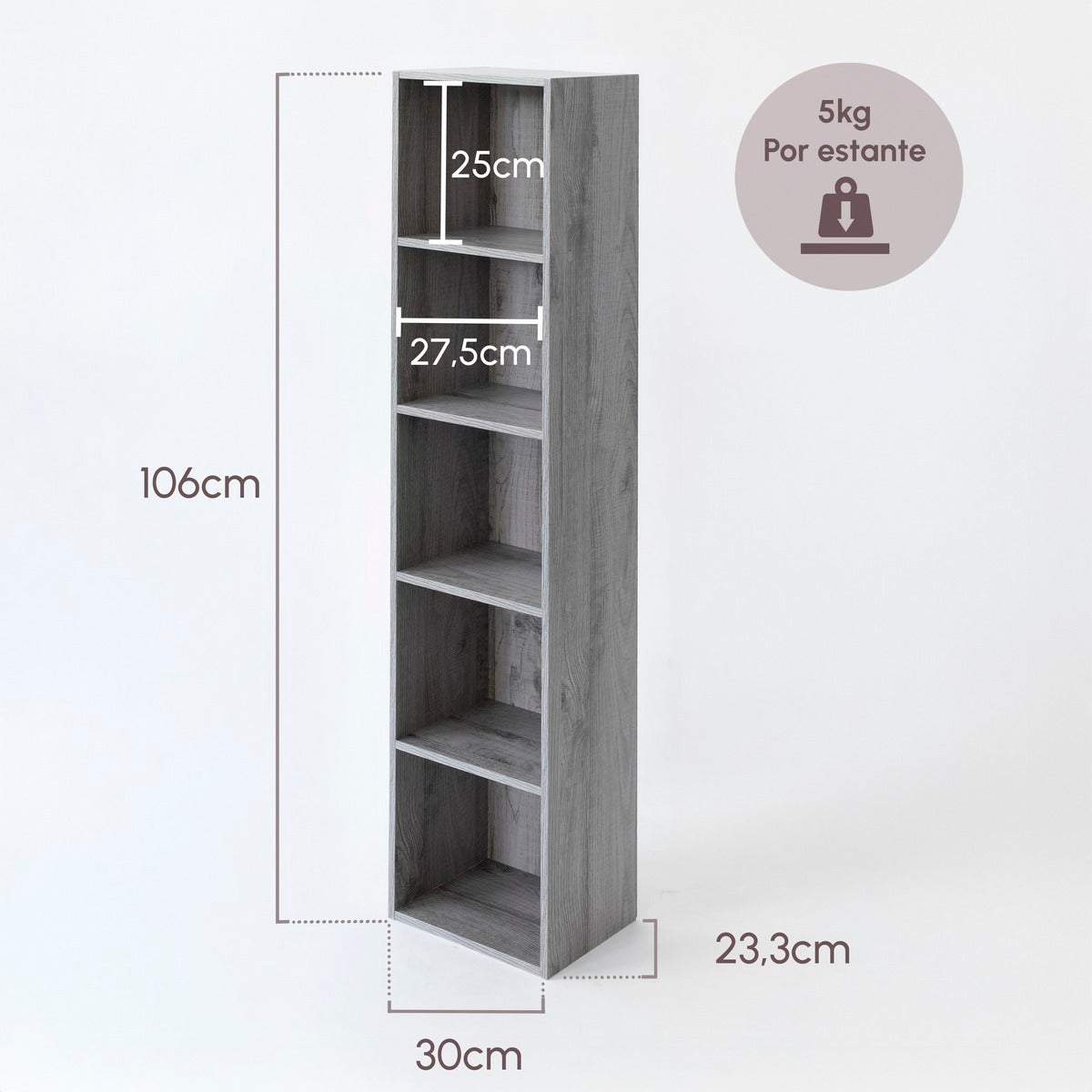 Estantería Cubo gris de 132 cm
