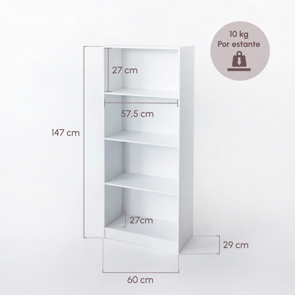 Librería 3 estantes blanca