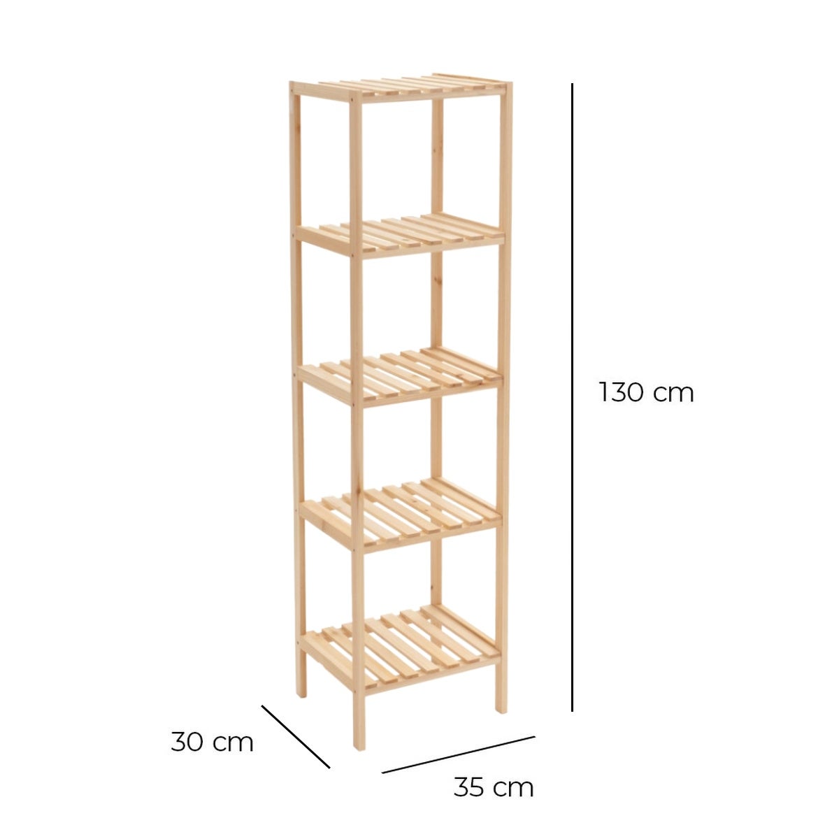 Estantería de madera de 130 cm